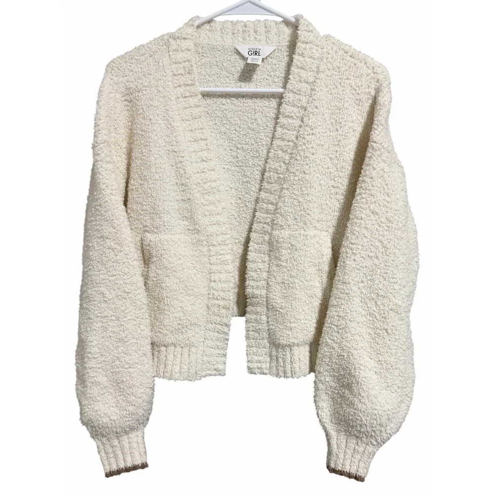 Athleta Girl Plush Knit Cardigan Magnolia White Girls Size X-Large (14)